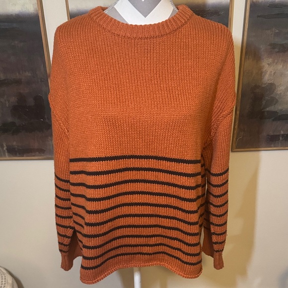kirundo Sweaters - Kirundo Orange and Black Striped Sweater Size Large